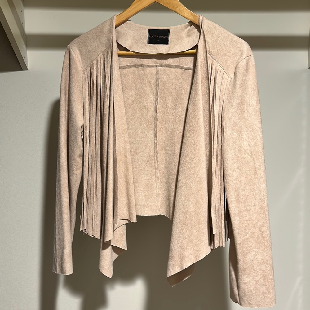 (Kitson LA) Boutique Brand Vegan Suede Fringe Jacket - Dusty Rose - M - NWOT
